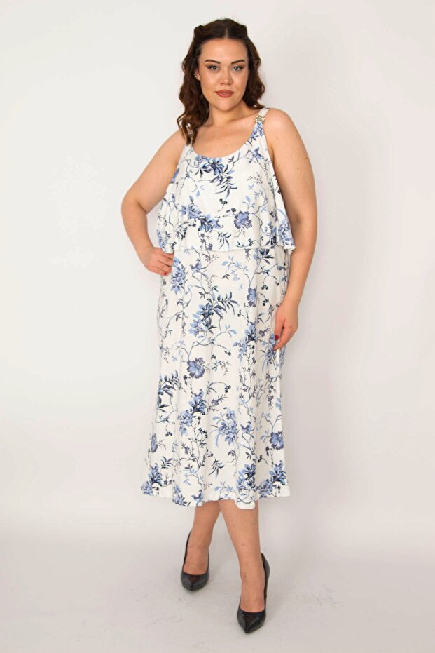 Dámské velké šaty s kostěným řemínkem na hrudi 65n33212 - 5