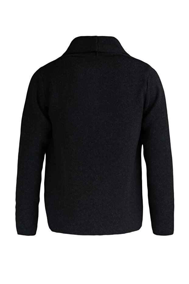 Antrasit Regular Fit Yünlü Yaka Triko Hırka TMNAW22HI0140 - 8