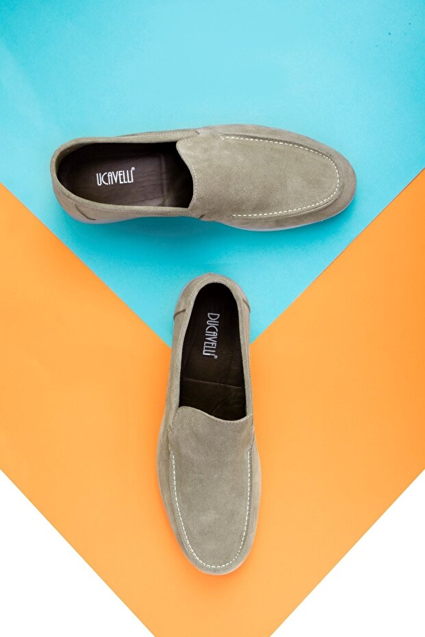 Könnyű velúr valódi bőr férfi alkalmi cipők Loafer cipők homokbézs - 6