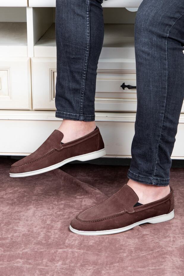 Könnyű velúr valódi bőr férfi alkalmi cipők Loafer cipők barna - 5