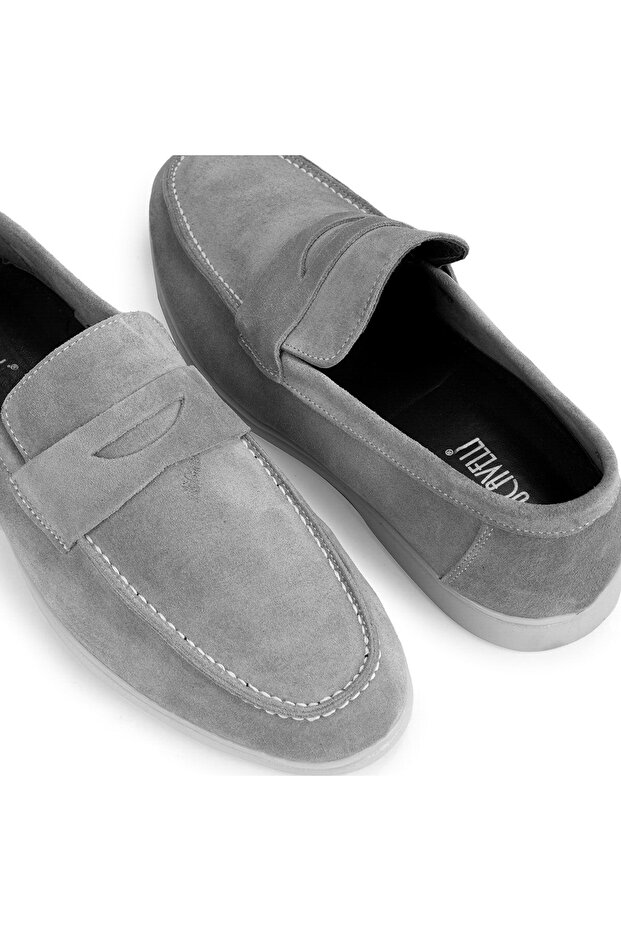 Ante Suede Originálna koža Pánske topánky na voľný čas Loafer Topánky sivá - 3