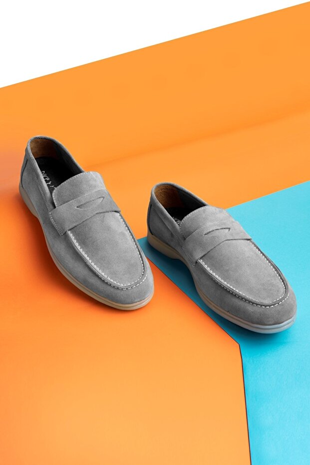 Ante Suede Originálna koža Pánske topánky na voľný čas Loafer Topánky sivá - 4