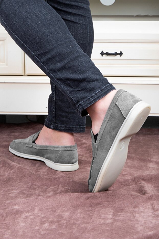 Ante Suede Originálna koža Pánske topánky na voľný čas Loafer Topánky sivá - 7