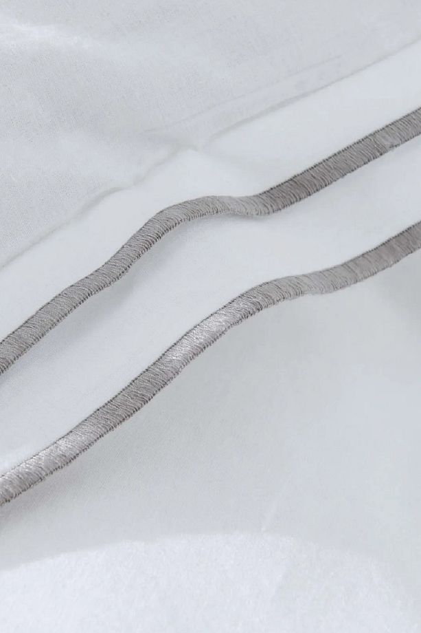 White Collection Victorie Gri Pikolu Percale Çift Kişilik Nevresim Takımı - 4