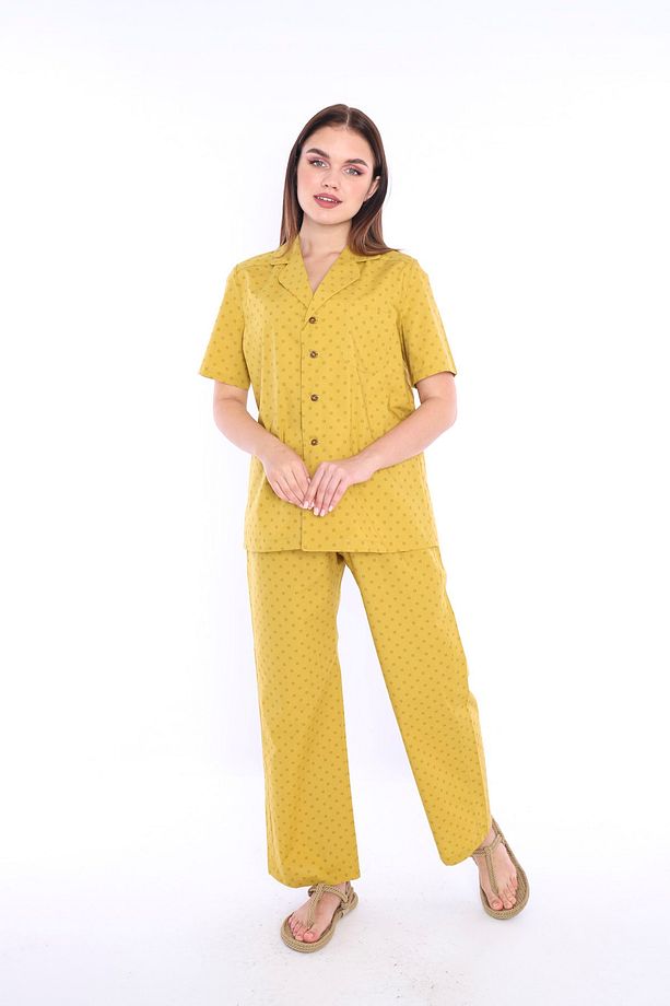 Fera By Kadın %100 Pamuklu Poplin Gömlek Pantolon Şort 3'lü Pijama Takımı - 2
