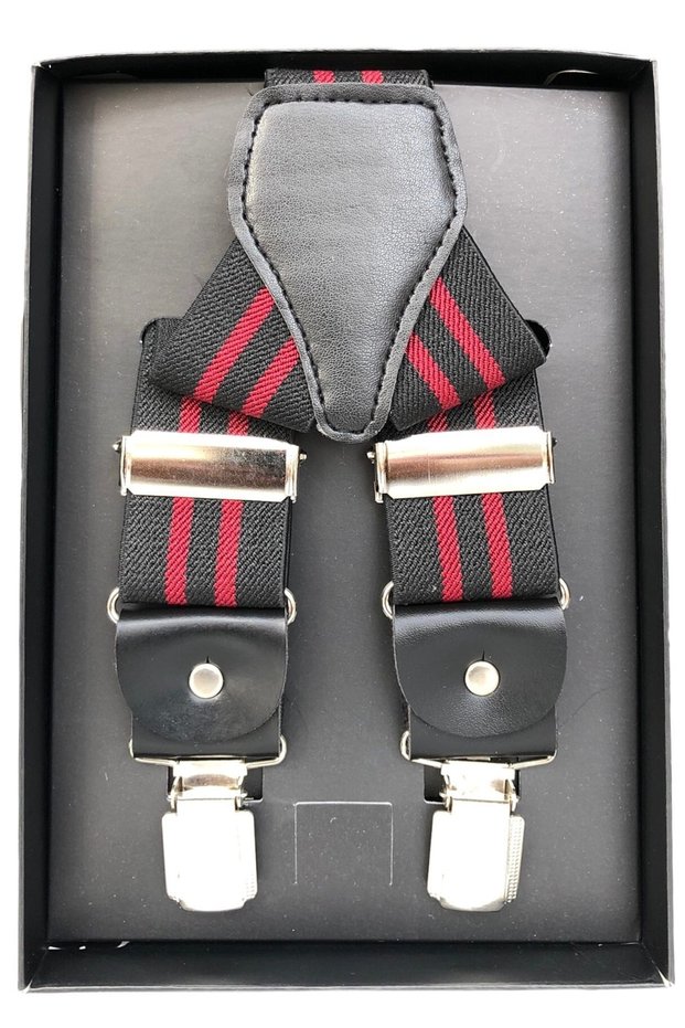 Black 3.5 Cm Red Line Patterned Trouser Hanger