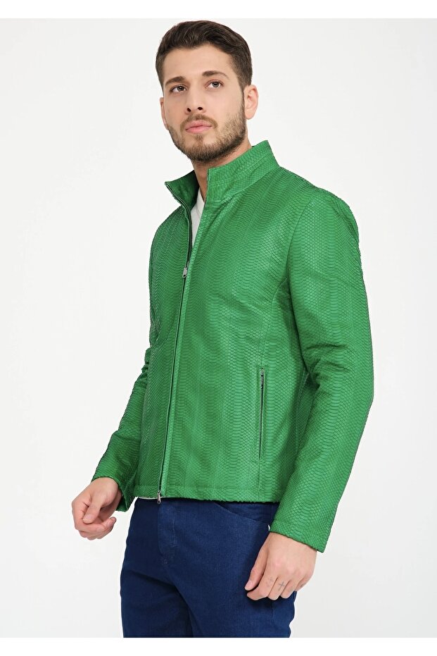 Yeşil Deri Ceket - 5