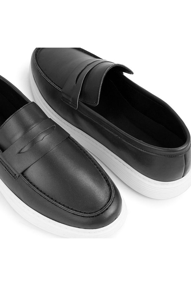 Trim Hakiki Deri Erkek Günlük Ayakkabı Loafer Ayakkabı, Hafif Ayakkabı, Yazlık Ayakkabı Siyah - 4
