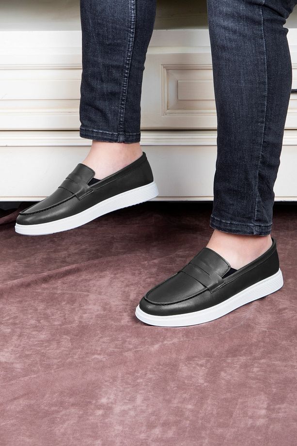 Trim Hakiki Deri Erkek Günlük Ayakkabı Loafer Ayakkabı, Hafif Ayakkabı, Yazlık Ayakkabı Siyah - 6