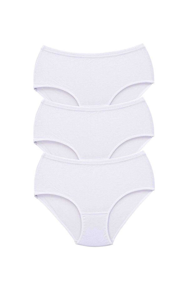 3 Pieces Women's High-Waist Bato Thick Elastic Panties White