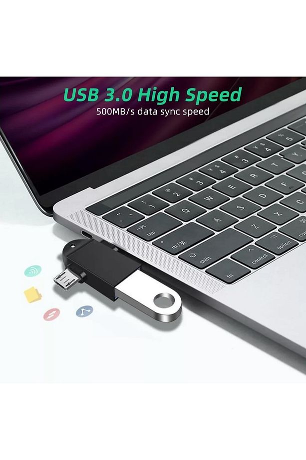 4965 Micro Usb Type-c 3 In 1 Dönüştürücü Çevirici Adaptör Otg - 3
