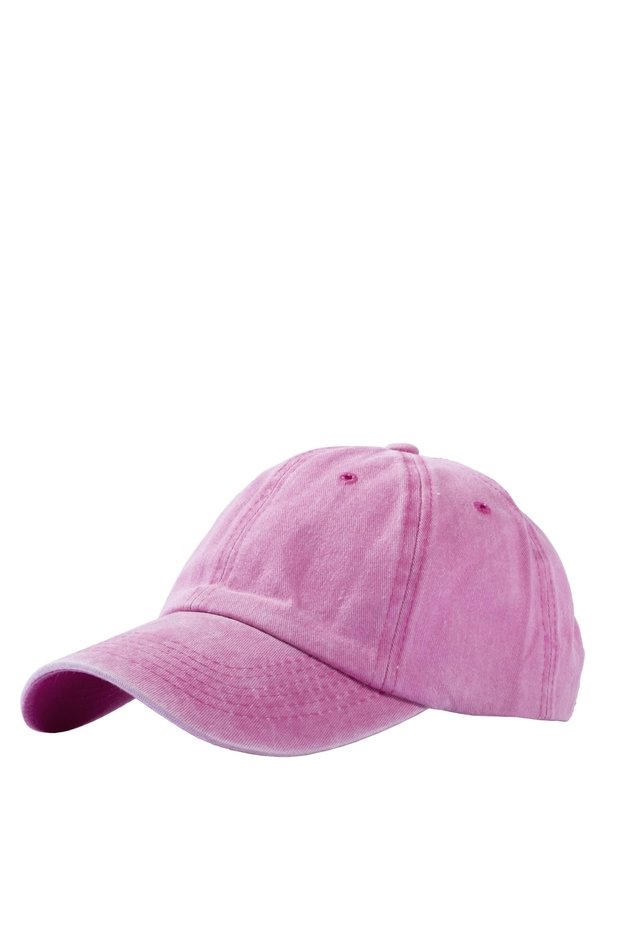 Pink Washed Antique Plain Baseball Type Cap Women's Hat