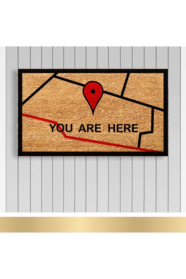 , Design Koko Kapı Önü Paspas / Pvc Taban / Model; You Are Here - Konum - 1