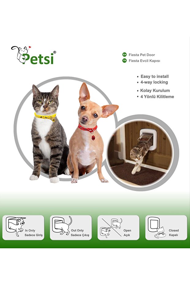 باب فييستا للقطط بأربعة اتجاهات مع قفل - 2