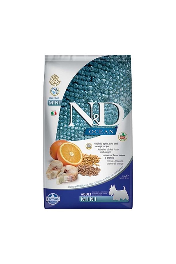 Nd Ocean Mini Adult Köpek 2,5kg Az Tahıllı Morina Balığı Buğday Yulaf Ve Portakallı Köpek Maması - 1