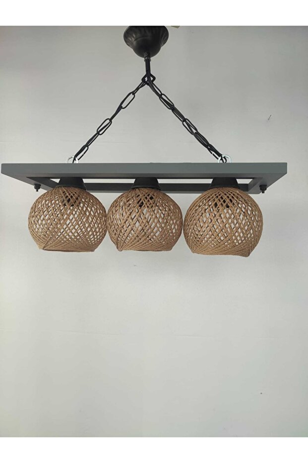 Halat Toplu Ahşap Avize - 2