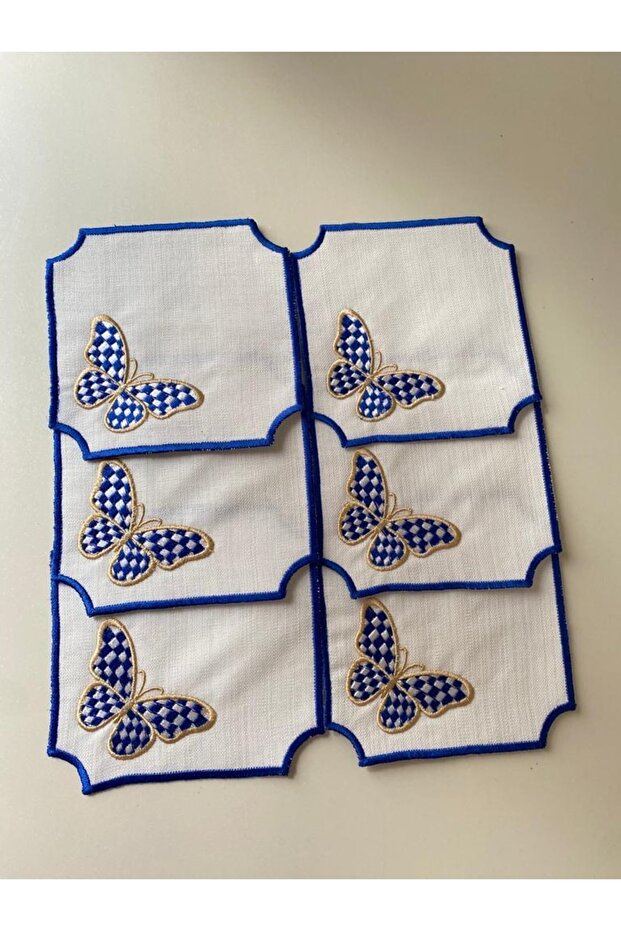 Butterfly Checkered Cocktail Napkin 6 Pieces