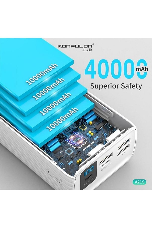 A21s Lcd Göstergeli Powerbank 40000 Mah Konfulon Yüksek Kapasiteli Hızlı Şarj Power Station - 5