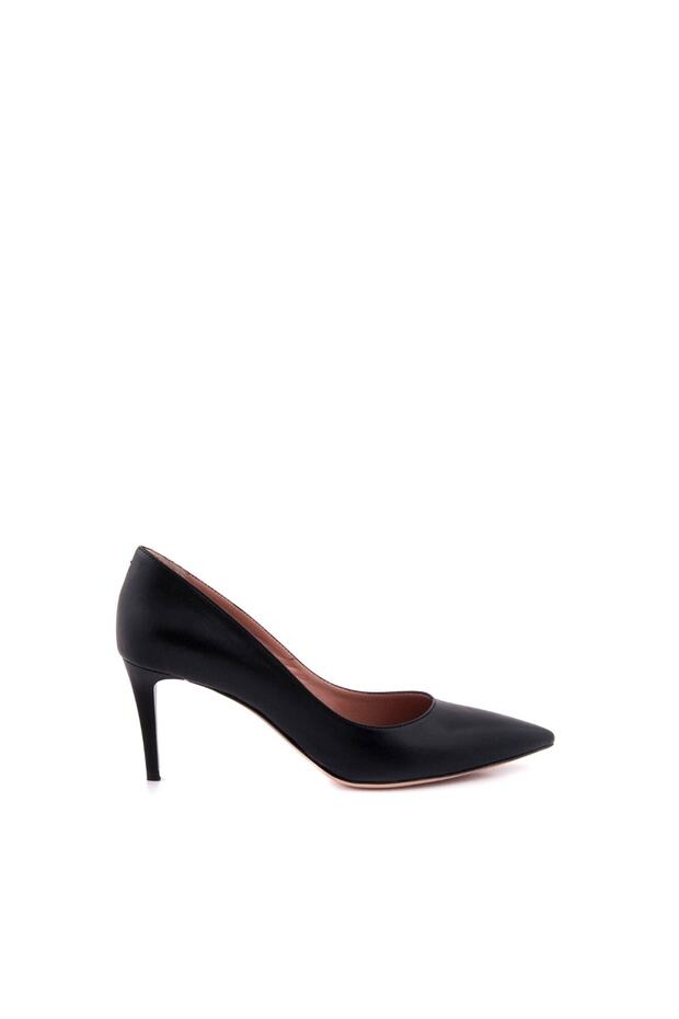 Women's Black Genuine Leather Heeled Shoes 152TCK557 21694