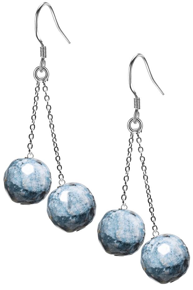 Certified Faceted Natural Blue Quartz Stone Silver Earrings