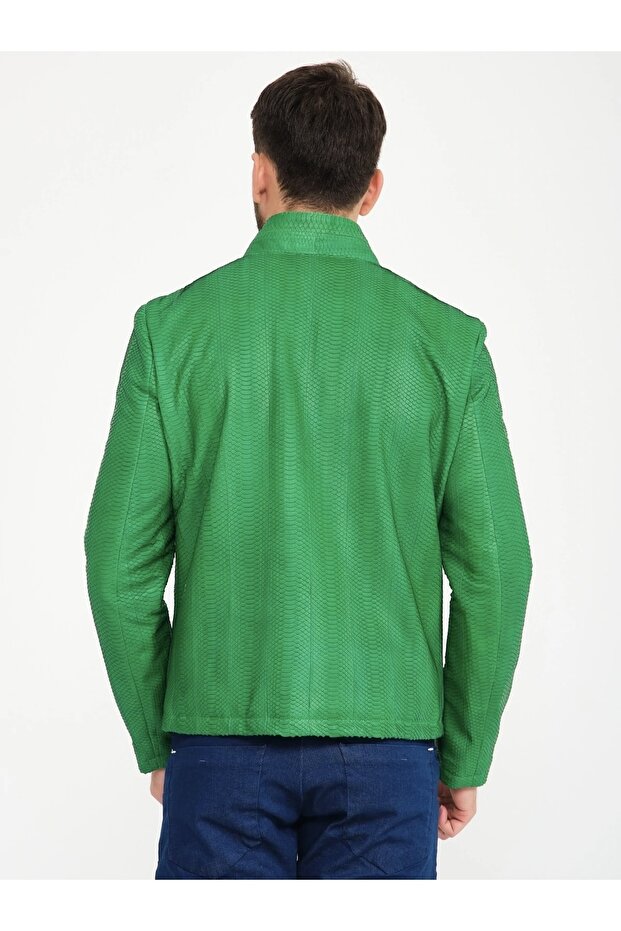 Yeşil Deri Ceket - 4