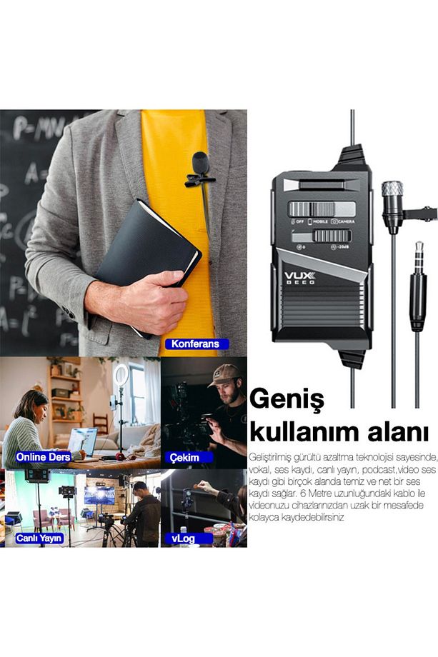 Up10l Lavalier Yaka Mikrofonu Dslr, Kamera Ses Kayıt Vlog - 6