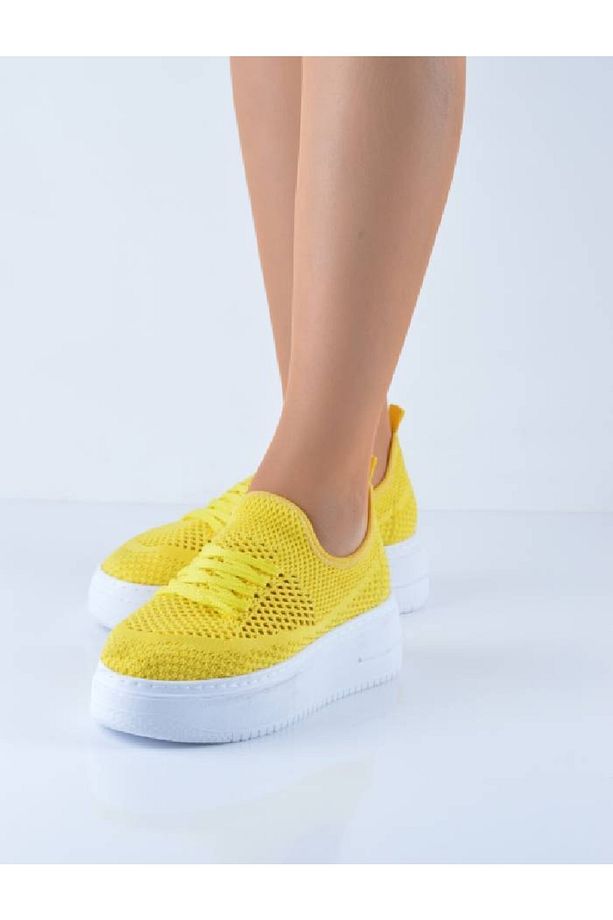 Sarı Triko Model Spor Ayakkabı - 1