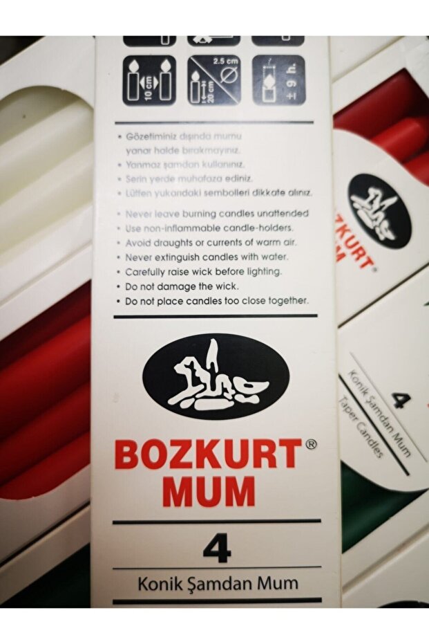 4 Adet Konik Şamdan Mum - 3