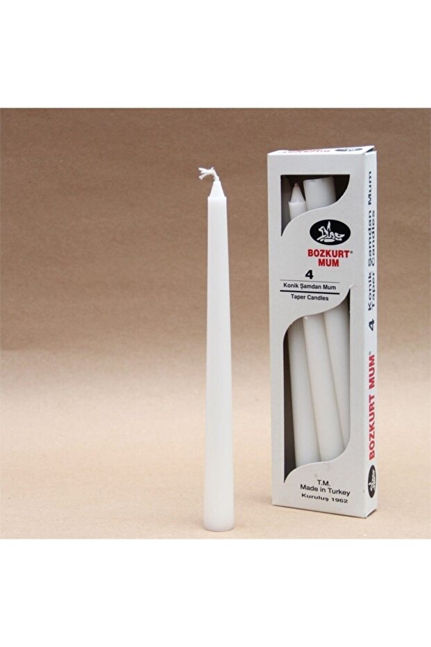 4 Adet Konik Şamdan Mum - 4
