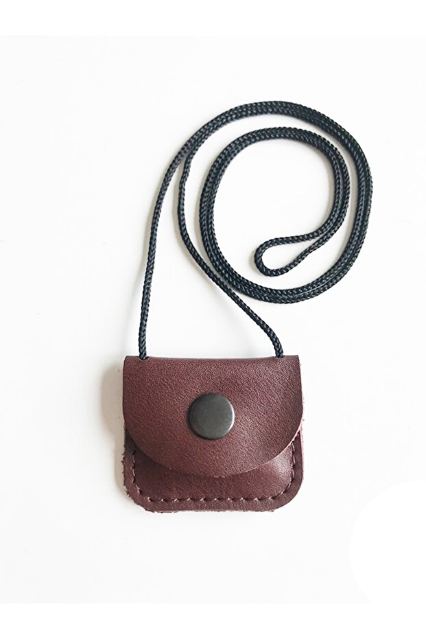Kayi Quadrilateral Cevşen Prayer Pendant Amulet Brown Genuine Leather