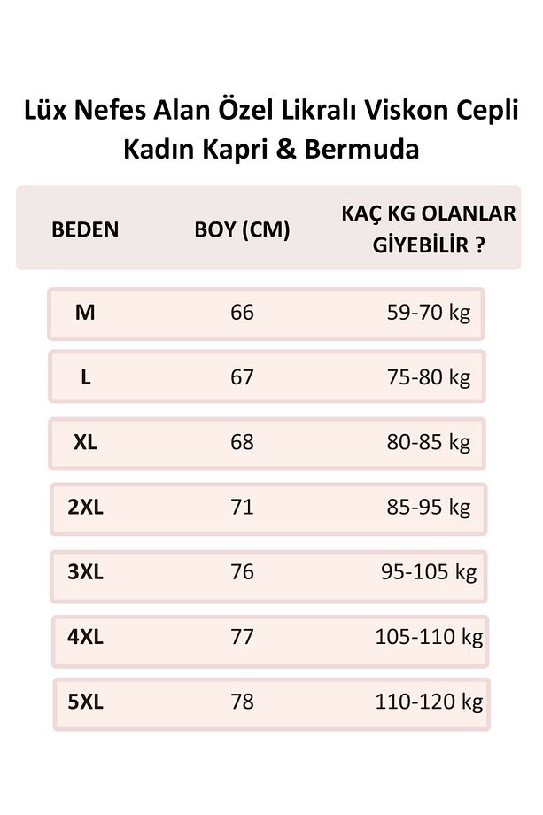 Lüx Nefes Alan Özel Likralı Viskon Cepli Kadın Kapri & Bermuda - 5