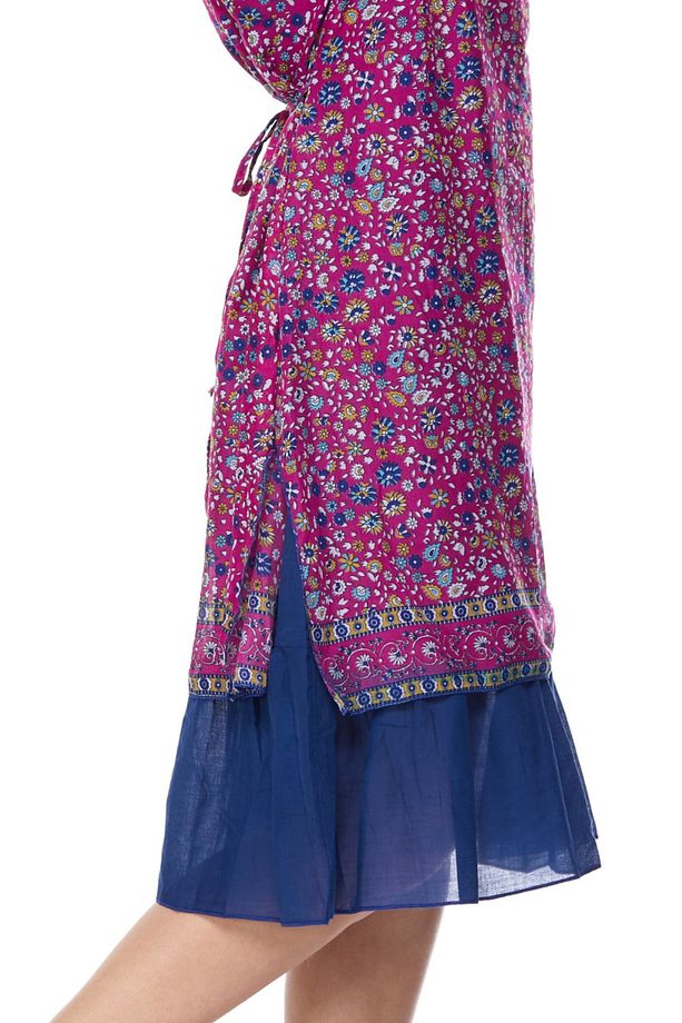Şile Bezi Çiçek Desenli Pembe Midi Elbise-6104 - 7