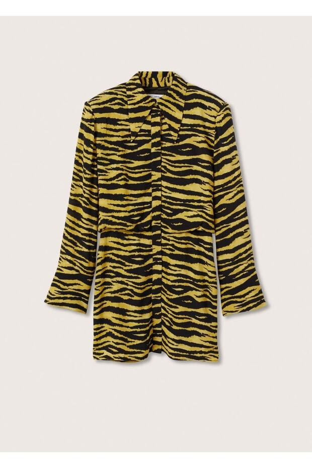 Leopar Desenli Gömlek Elbise - 3