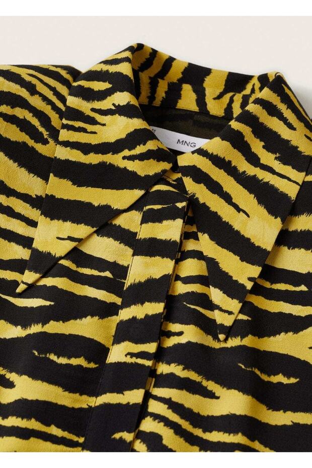 Leopar Desenli Gömlek Elbise - 5