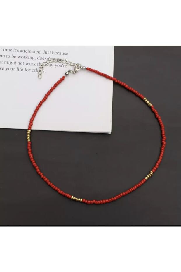 Red Bead Detailed Necklace