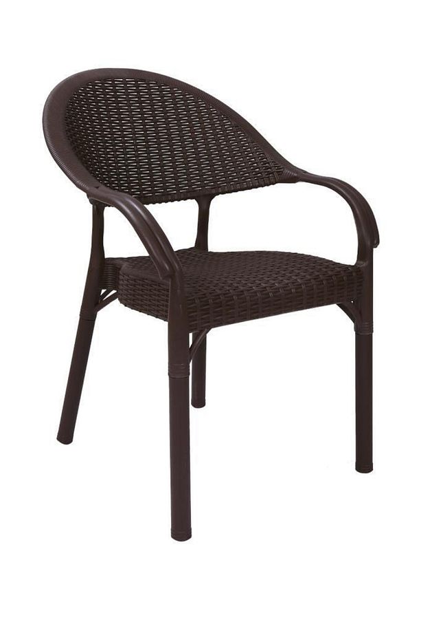 Capissi Bambu Rattan Kollu Sandalye Koltuk Kahve - 1