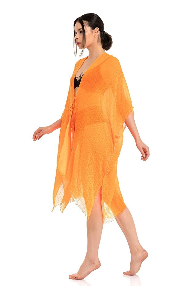 Women's Neon Orange Self-Tassel Pareo