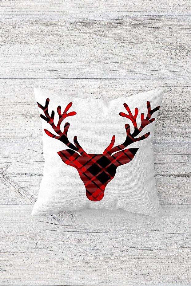 Plaid Deer Christmas One Side Printed Hidden Zipper Pillow Case Throw Pillow Sofa Pillow Case