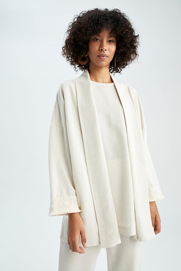 Basic Linen Blend Kimono - 4