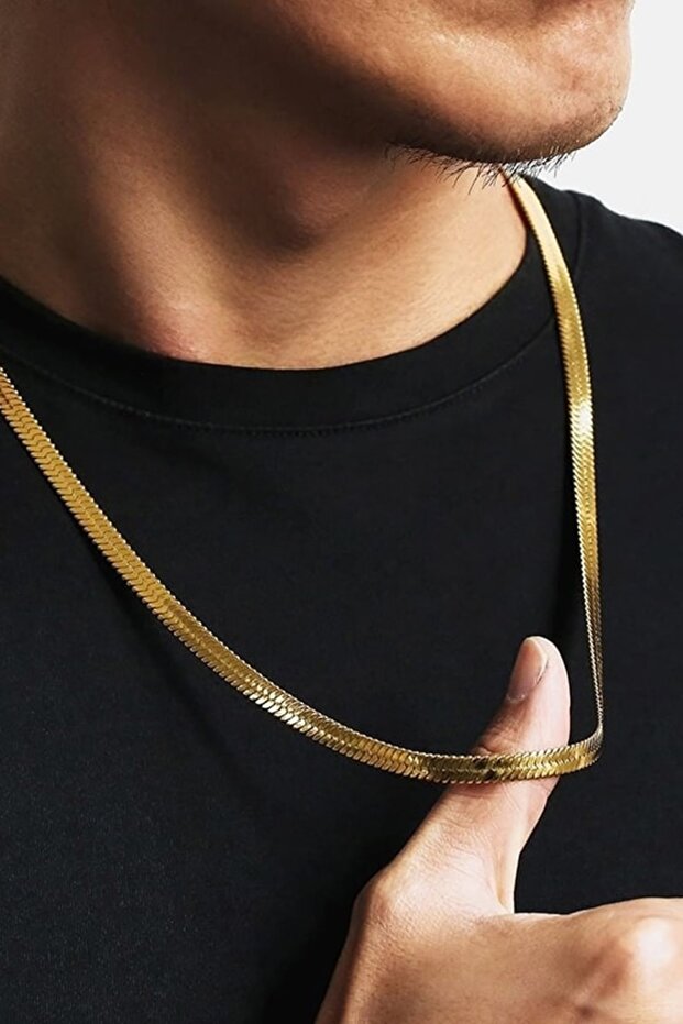 Men's Steel Non-Tarnish Yellow Snake Thick Chain - Imported Anti-Tarnish Steel