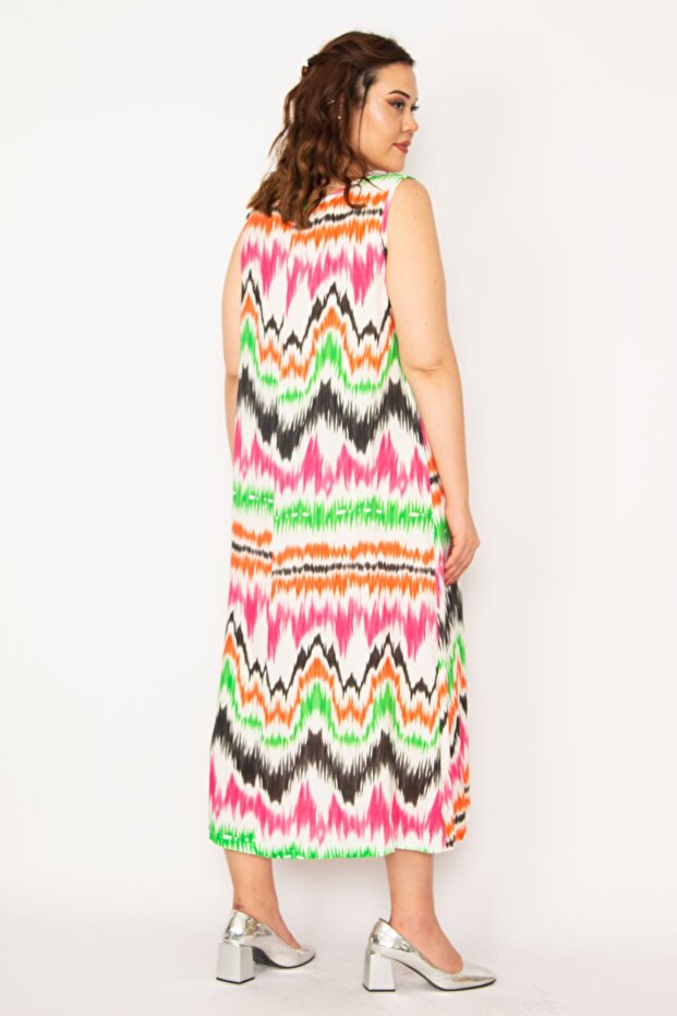 Dámské velké zelené šaty z tkané viskózové látky na hrudi 65n33247 - 5