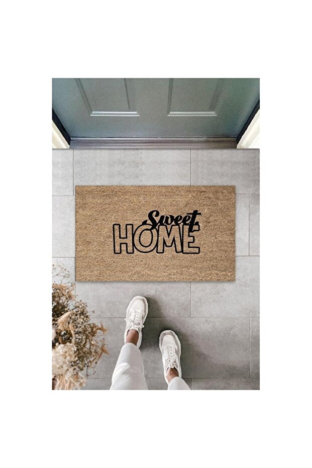 سجادة باب أمامية باللون البيج بنمط Sweet Home K-3296