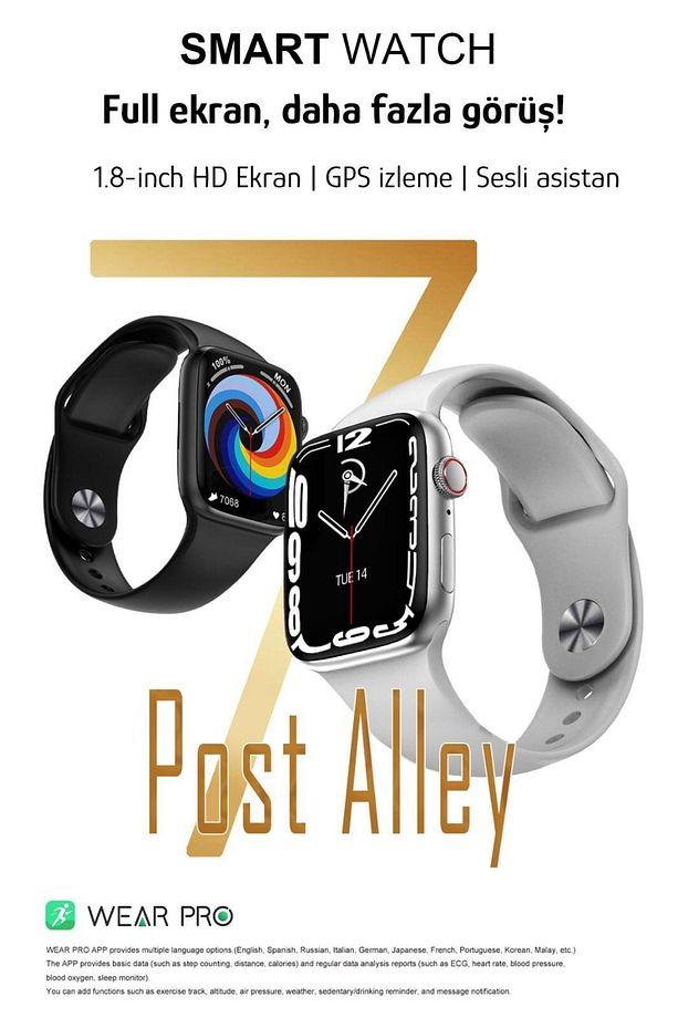Iphone Ve Android Uyumlu Watch 7 Plus Max Nfc Ve Gps Özellikli Akıllı Saat Siyah Yeni 2022 Dt7 Max - 8