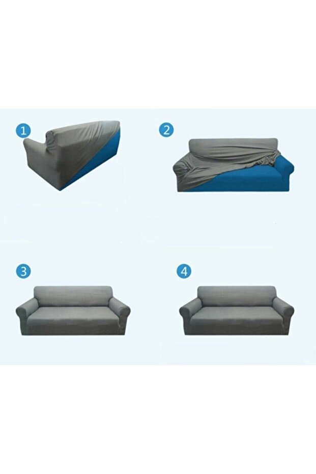 طقم أريكة أنثراسايت - غطاء 3+2+1+1 - 3