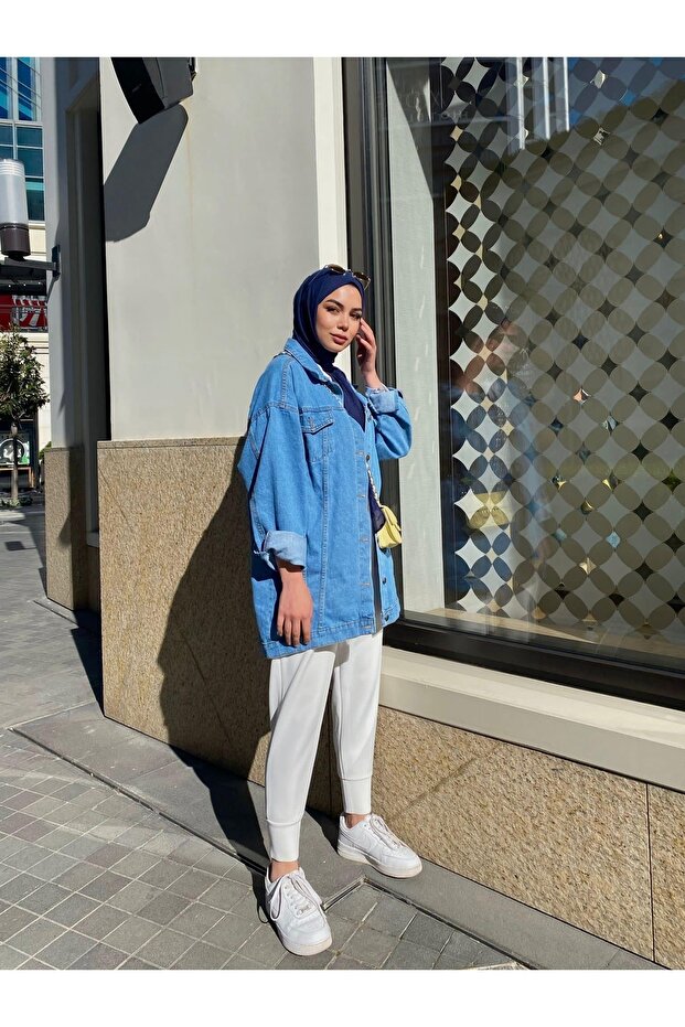 Kadın Oversize Kot Ceket - 1