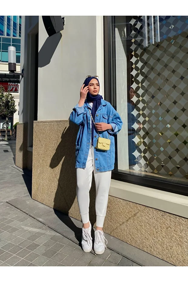 Kadın Oversize Kot Ceket - 4