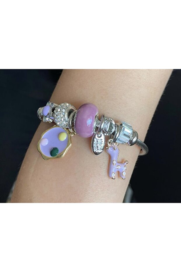 Paint Mor Pandora Silver Charmlı Bilezik - 1