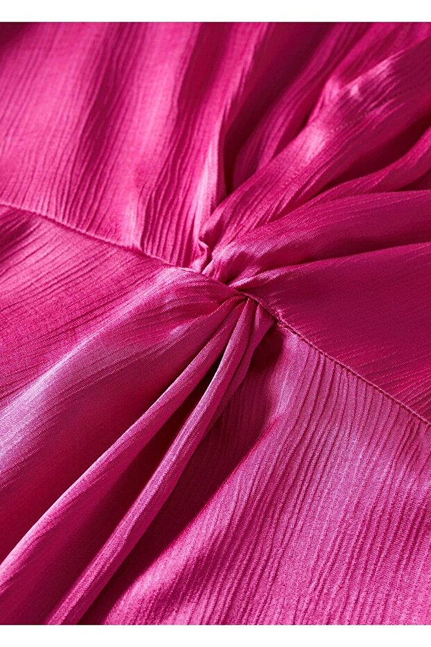 Düğmeli Saten Bluz - 7