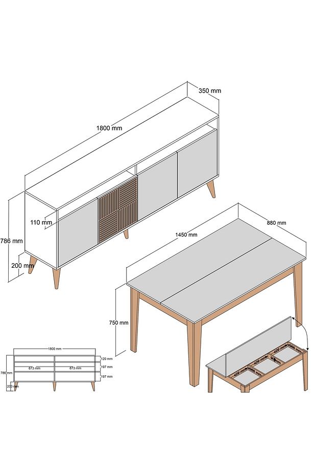 Variant Milan Yemek Odası Takımı - Ceviz / Antrasit - 5