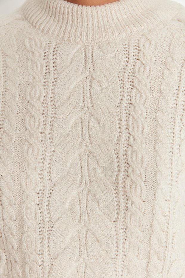 Steinweicher, strukturierter Zopfpullover aus Haar TWOAW21KZ0109 - 4